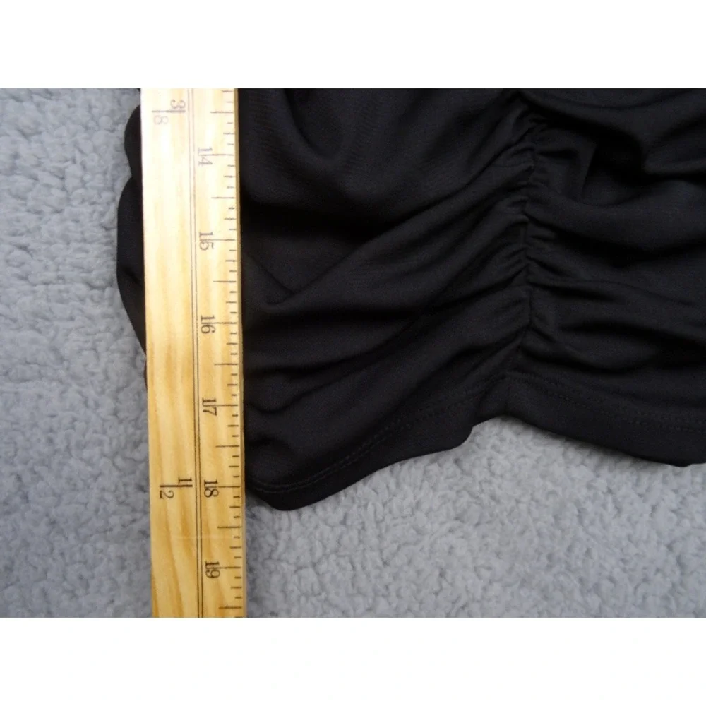 Zara Womens Top Size Small Black Ruched Front Back Long Sleeve Double V-Neck NWT